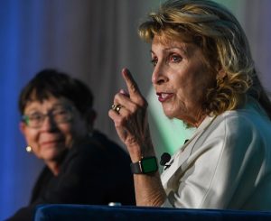 Jolene Koester and Deborah Stanley address the attendees at the 2022 Annual Conference