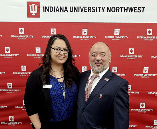 Jade Herman, Chief of Staff, South Dakota School of Mines and Technology and MLI mentor Ken Iwama, Chancellor, IU-Northwest.