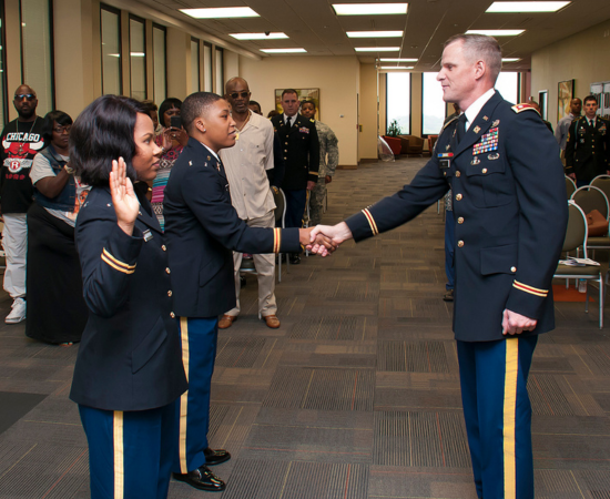 A military student ceremony at Auburn University at Montgomery (AL)